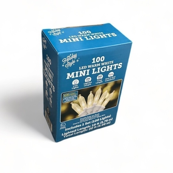 NWT Warm White Mini LED Lights - 20ft String Lights 100 Mini Bulbs- White String - Picture 1 of 7